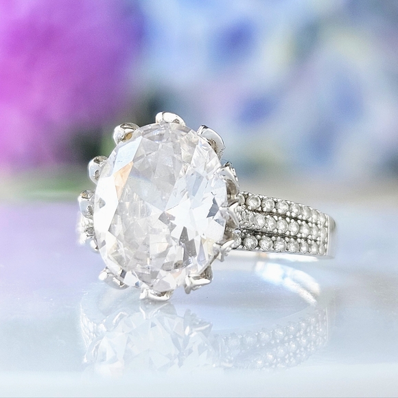 Oval Gemstone Ring, 925 Sterling Silver, Vintage Charmed Aroma - Picture 3 of 8